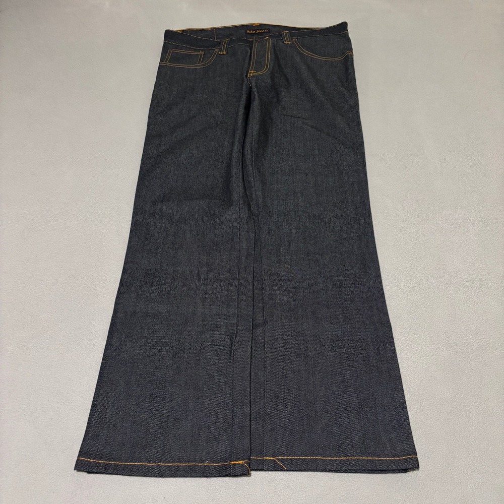 Nudie Jeans Co Mens 34x34 Slim Jim Org Dry Broken Twill Indigo Raw Denim Jeans